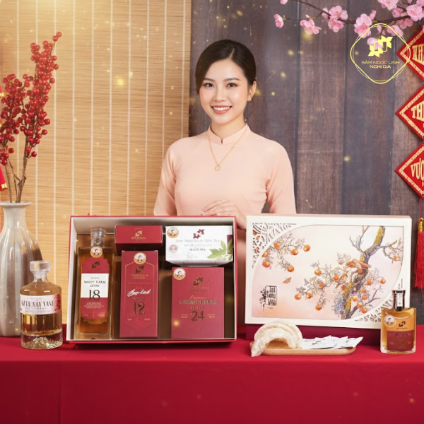 SET Quà Tết Tam Bảo Rượu Trà Sâm Ngọc Linh Yến Sào SNG02 - Món Quà Đẳng Cấp Tặng Lãnh Đạo & Đối Tác